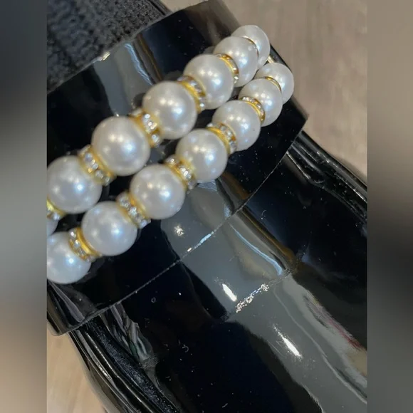 Elegant Women's Platform Sock Boots with Pearl Detail Black size 38 - Picture 2 of 11